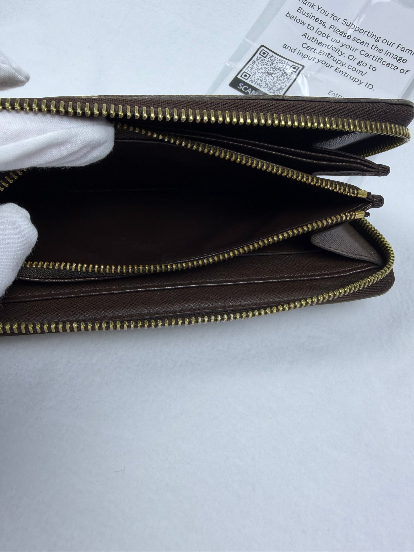 Louis Vuitton Damier Ebene Zippy Leather Wallet