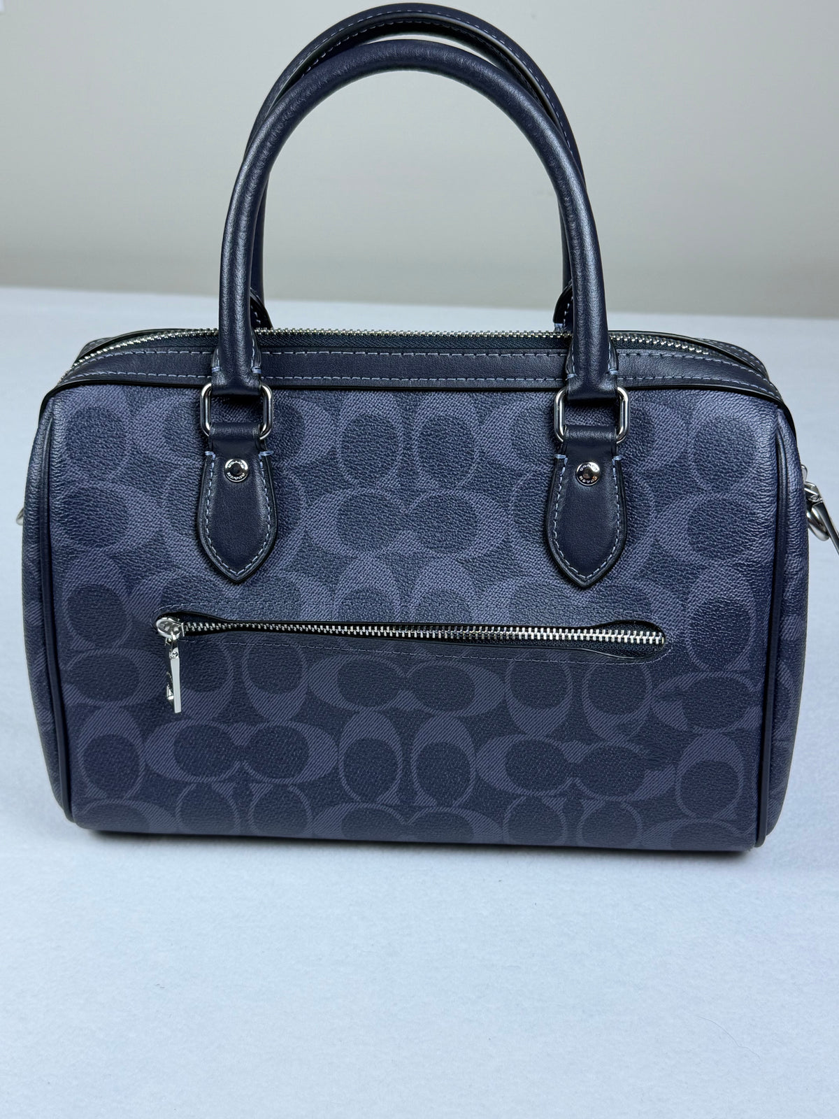SOLD Coach Rowan Satchel In Signature Canvas Midnight Navy Crossbody Bag Purse LIKE NEW