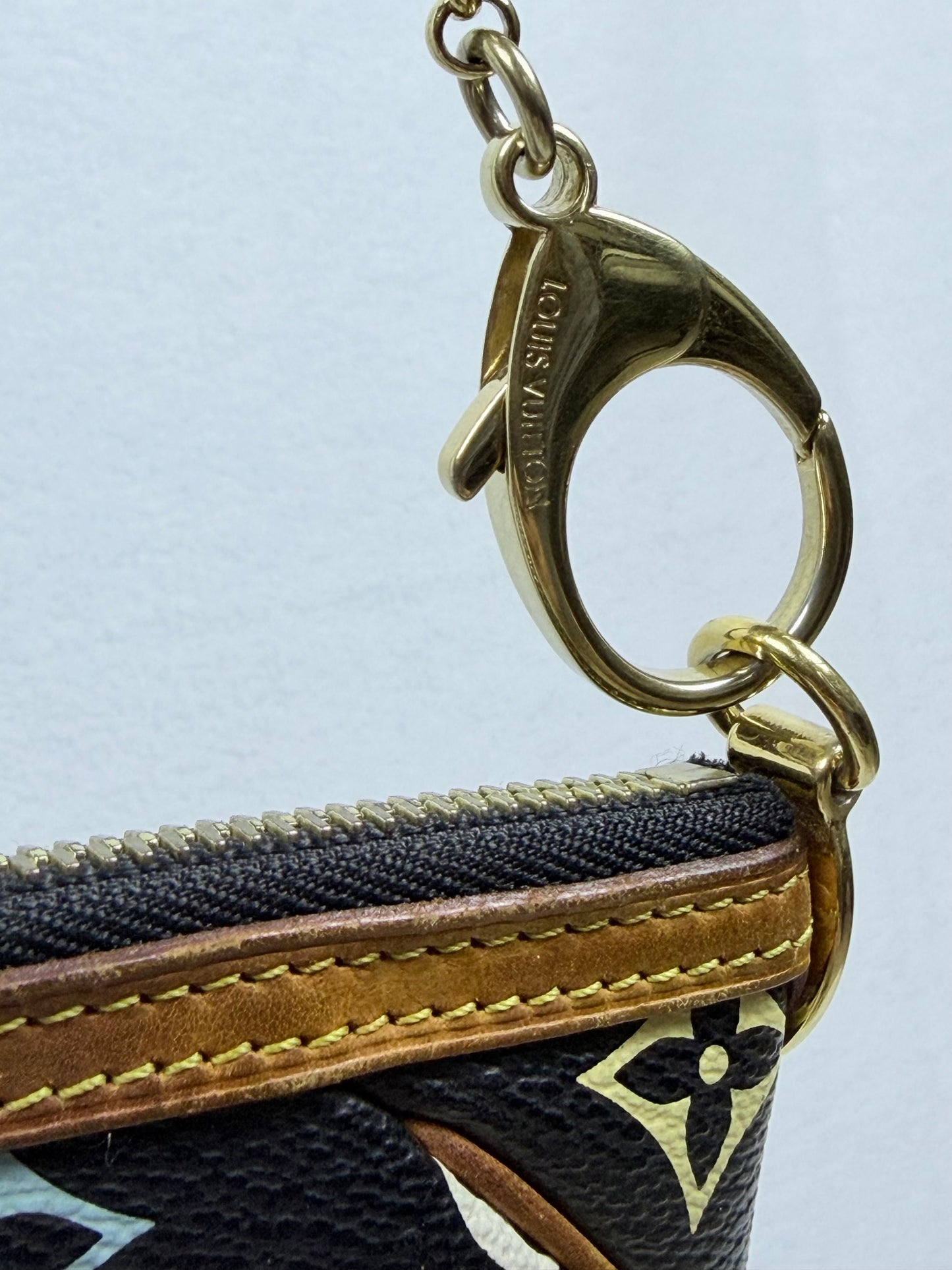 Louis Vuitton Monogram Multicolore Murakami Black Milla Pochette MM Chain Clutch w/ Entrupy COA
