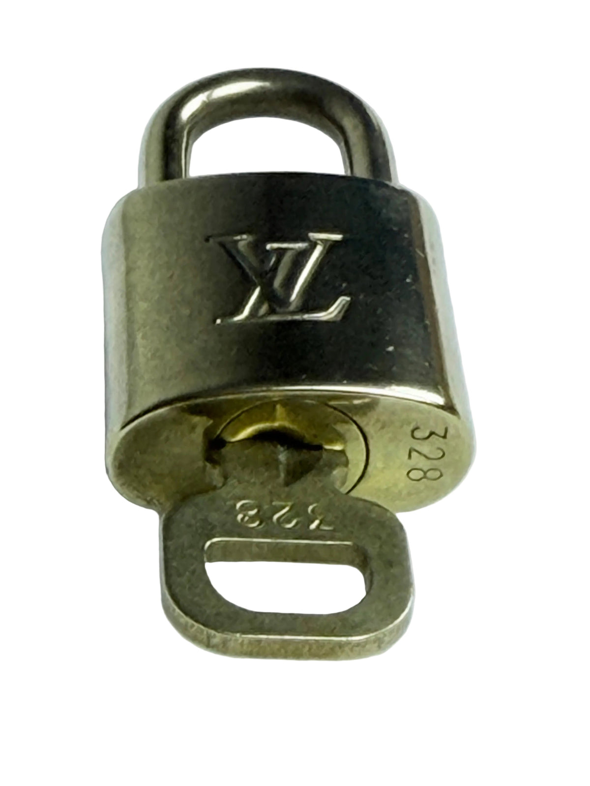 Louis Vuitton Gold Brass Lock Padlock & Key #328 Bag Charm Accessory