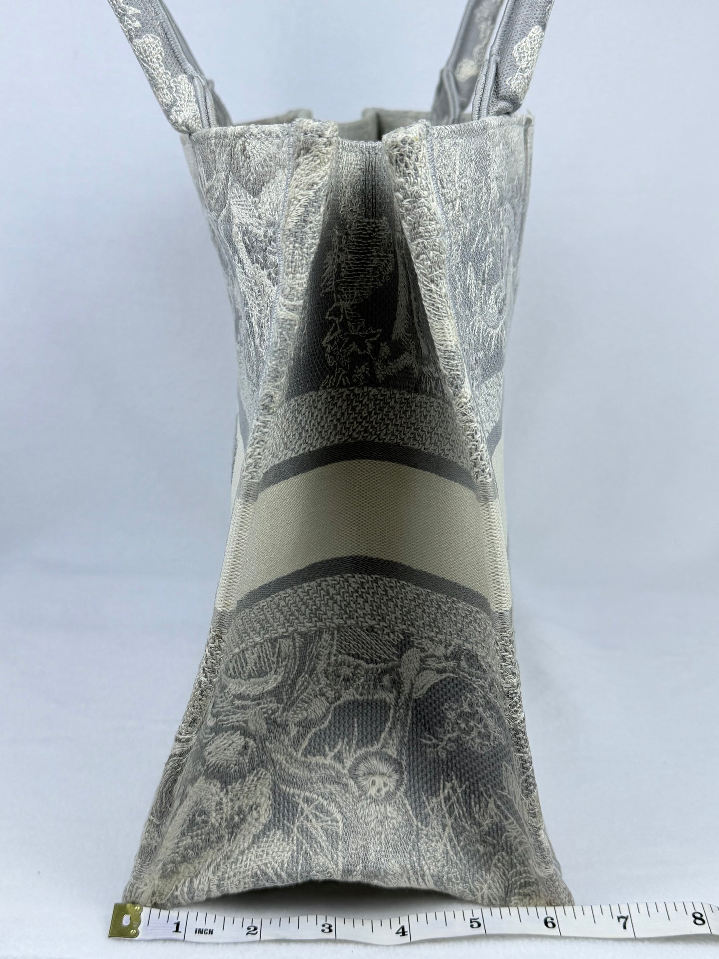 Christian Dior Medium Grey Mizza Embroidered Toile de Jouy Book Tote Bag