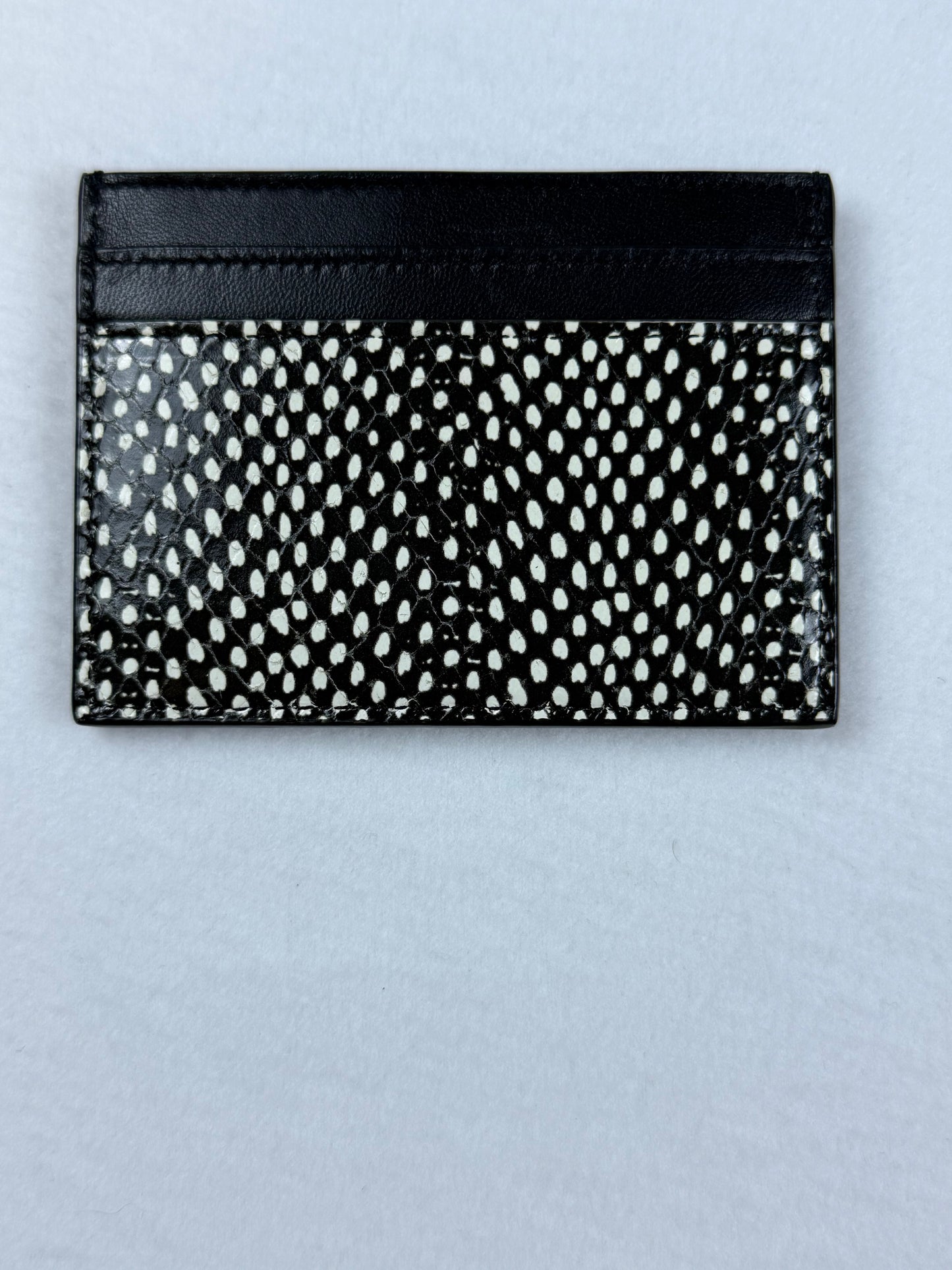 Saint Laurent YSL Monogram Black & White Printed Leather Card Case Wallet