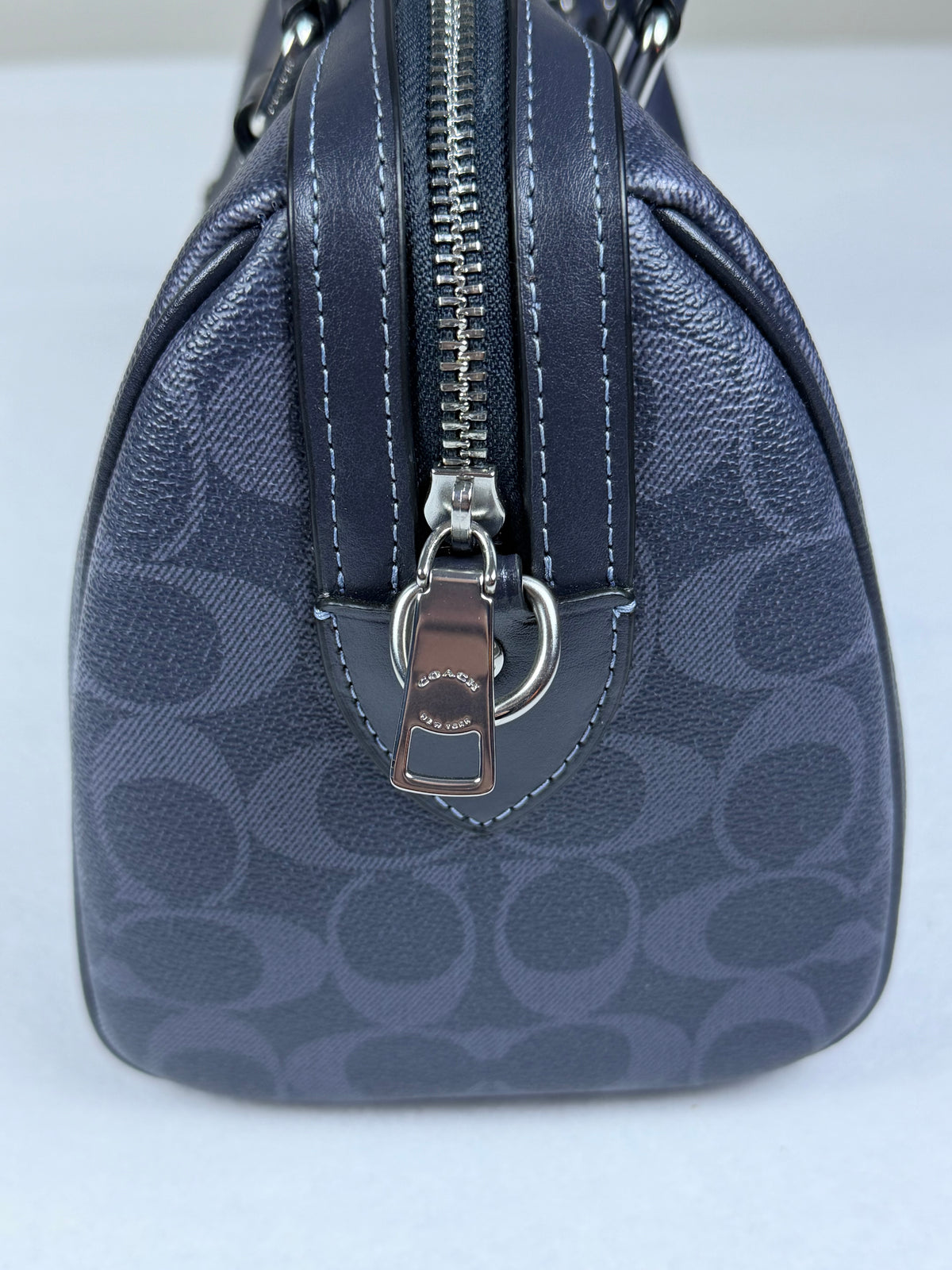 SOLD Coach Rowan Satchel In Signature Canvas Midnight Navy Crossbody Bag Purse LIKE NEW
