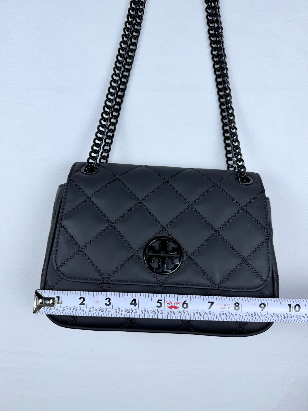 Tory Burch Black Quilted Leather Convertible Chain Shoulder Bag Crossbody Purse