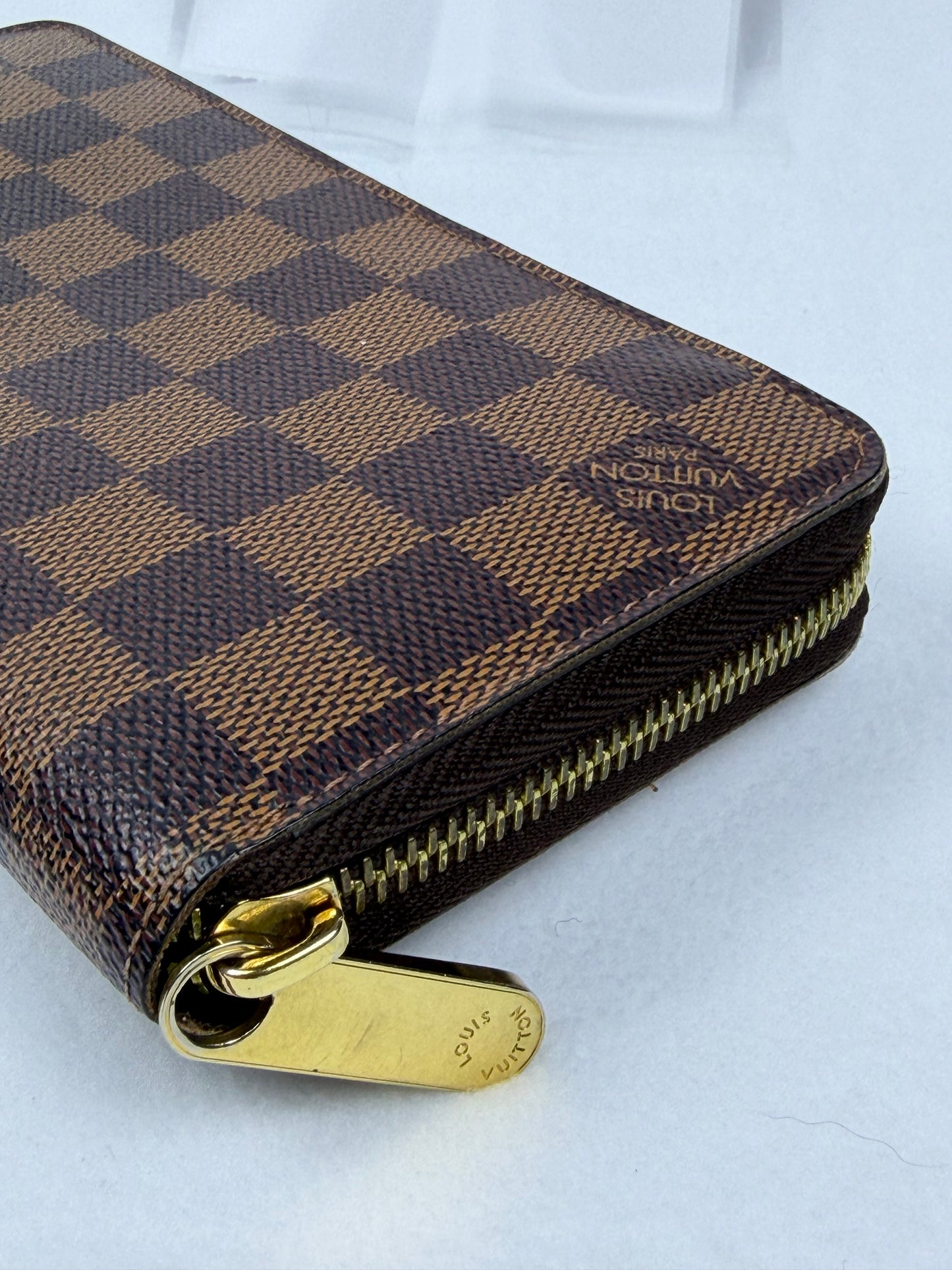 Louis Vuitton Damier Ebene Zippy Leather Wallet