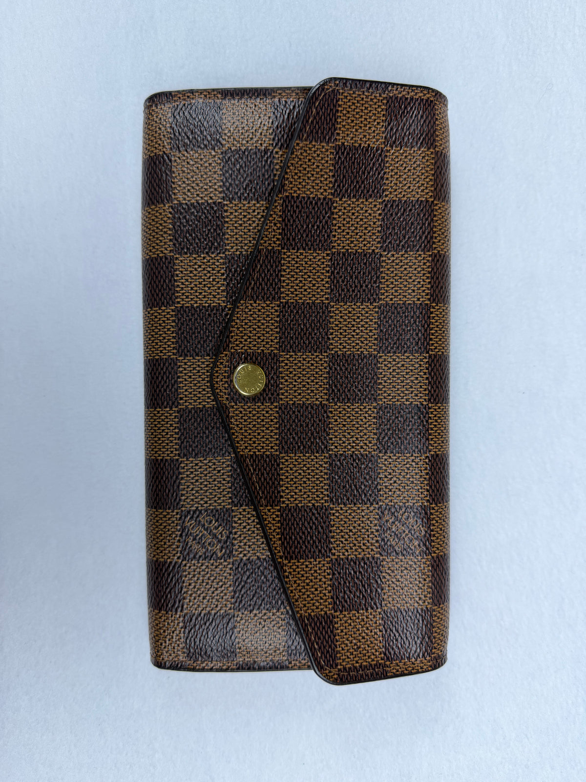 Louis Vuitton Damier Ebene Sarah Wallet with Chain, Box & Dustbag