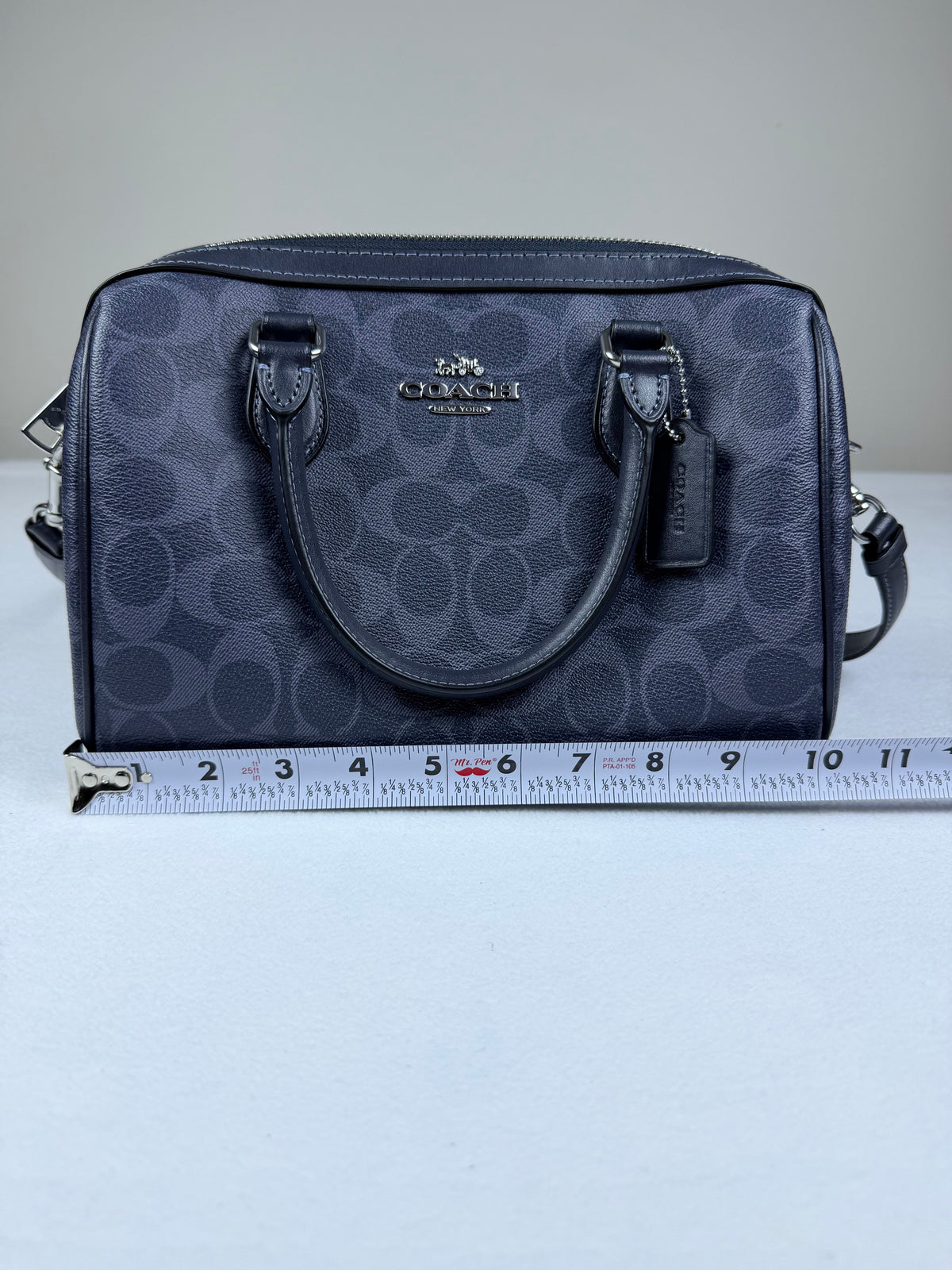 SOLD Coach Rowan Satchel In Signature Canvas Midnight Navy Crossbody Bag Purse LIKE NEW