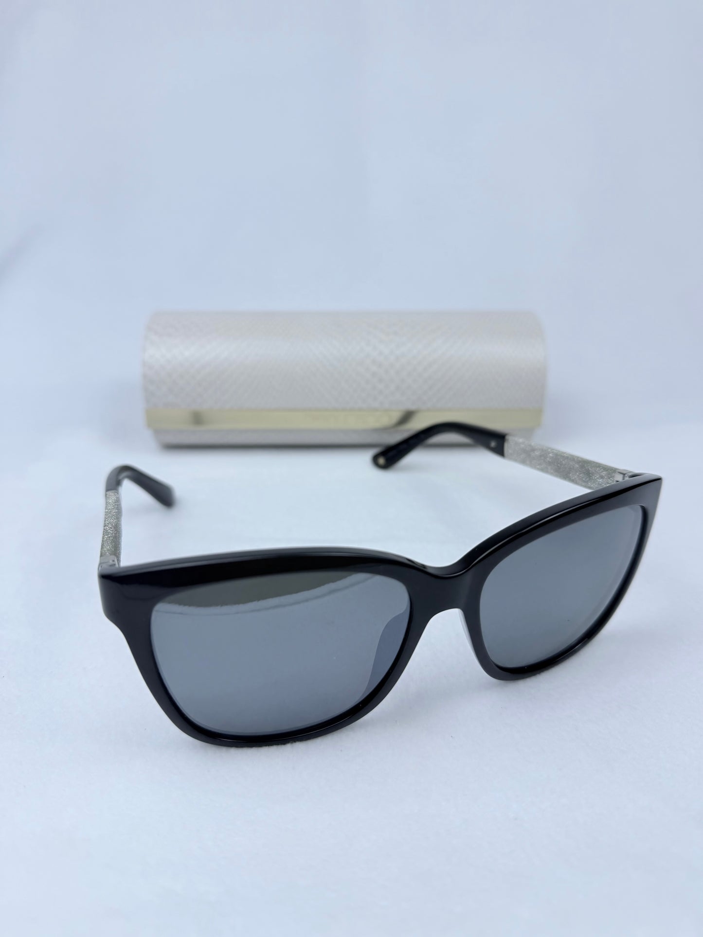 Jimmy Choo Cora/S Black Glitter Temple Sunglasses with Case