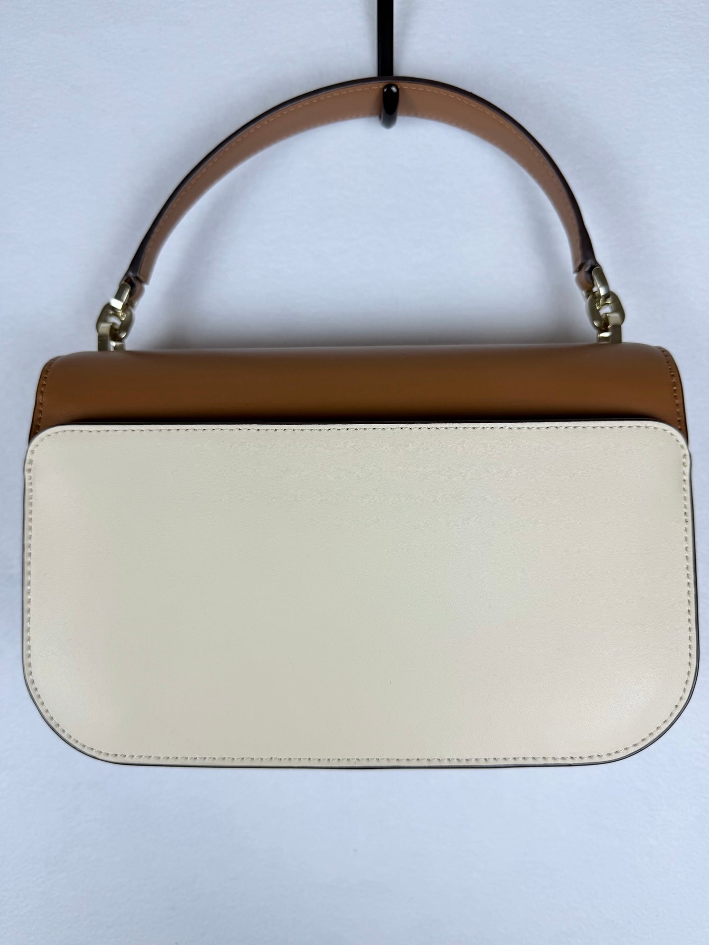 Kate Spade Colorblock Leather Top Handle Crossbody Bag Multi Brown Cream Purse NWOT