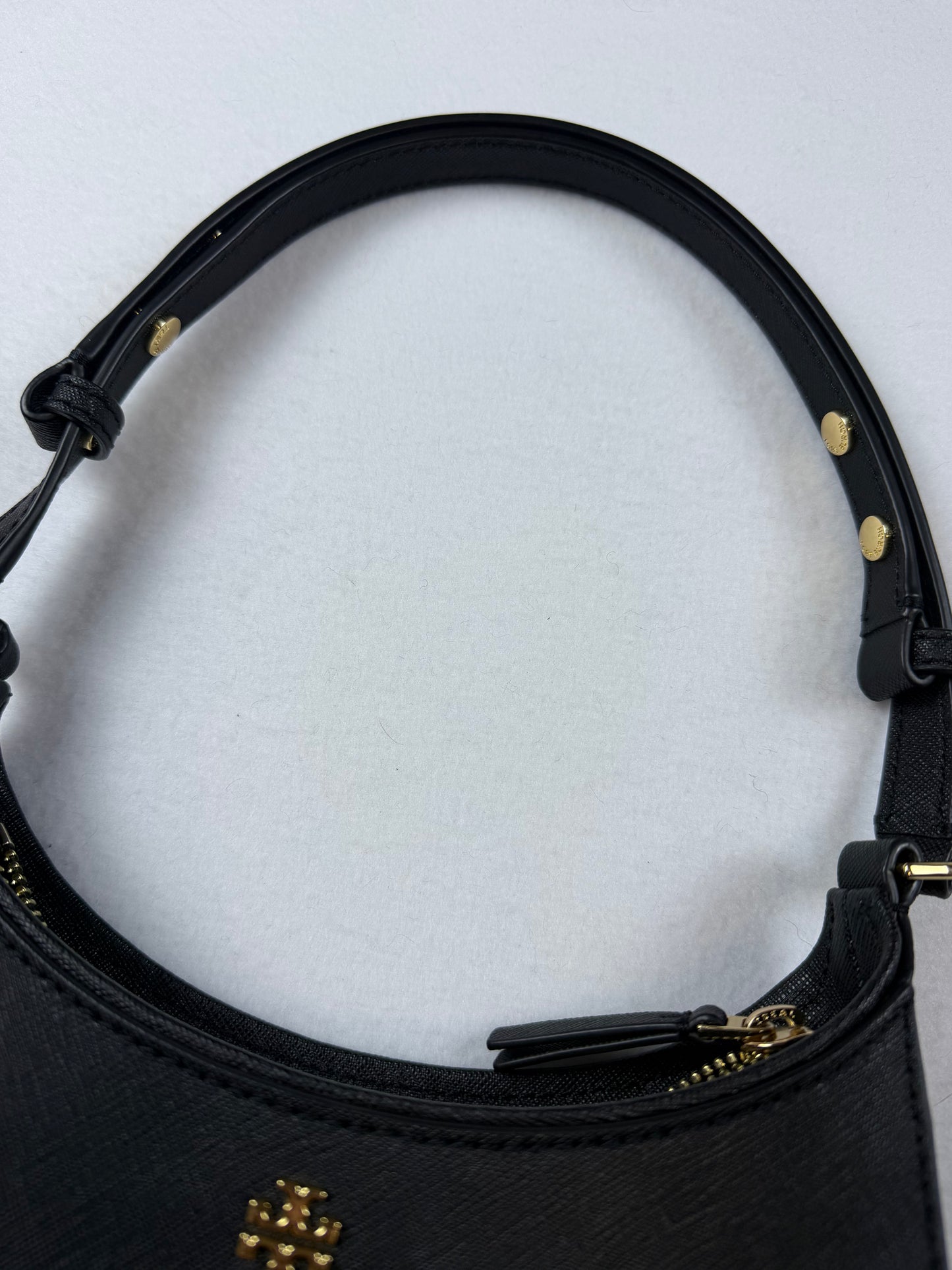 Tory Burch Black Emerson Zip Shoulder Bag Gold Hardware