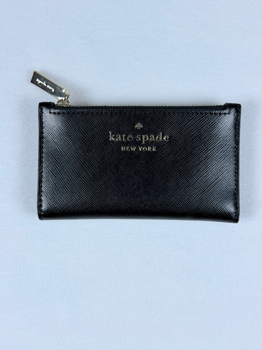 Kate Spade New York Black Saffiano Leather Snap Closure Card Case Wallet ID Holder