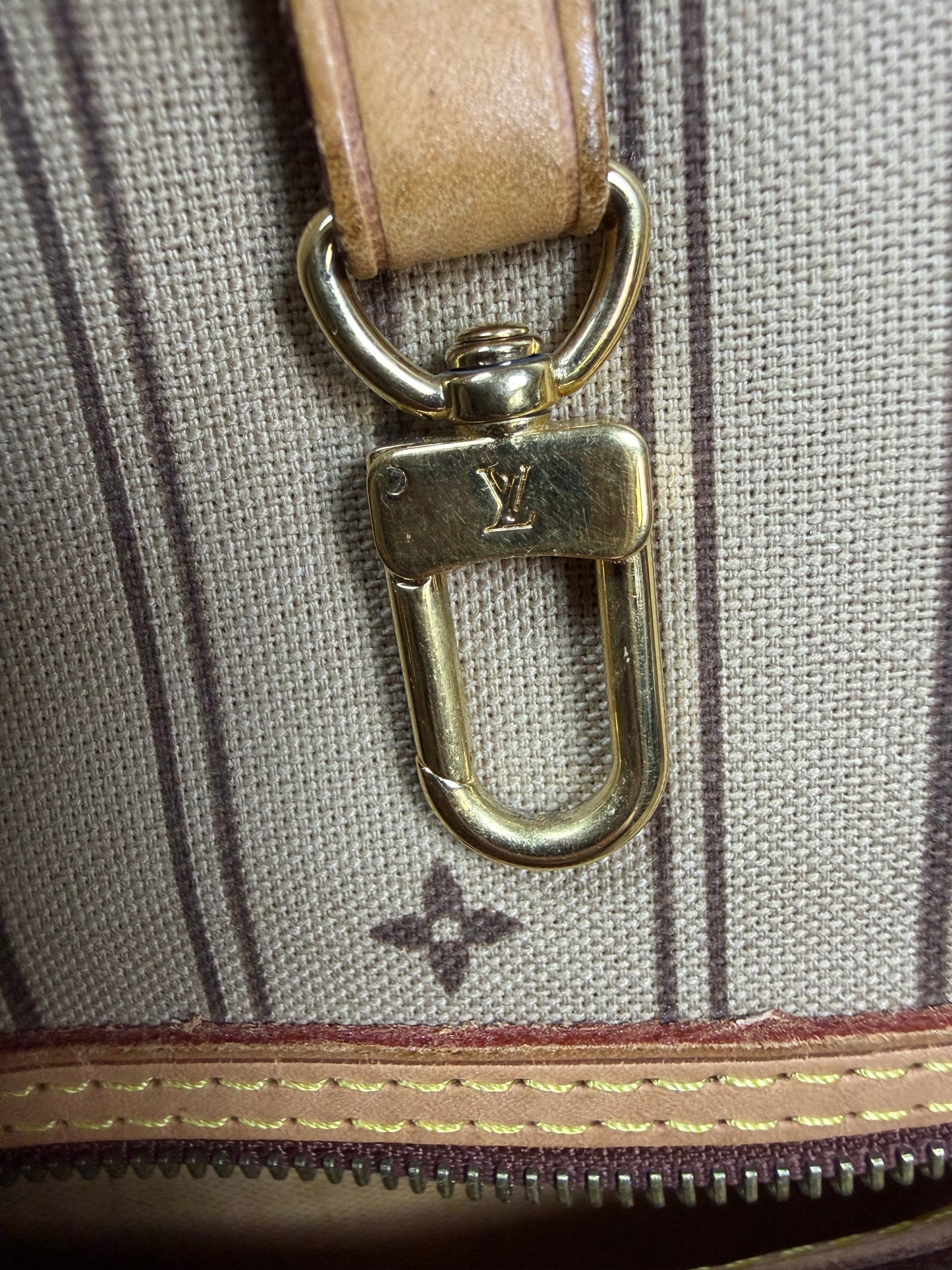 Louis Vuitton Monogram Neverfull MM Tote Bag Brown Vachetta Leather Authentic