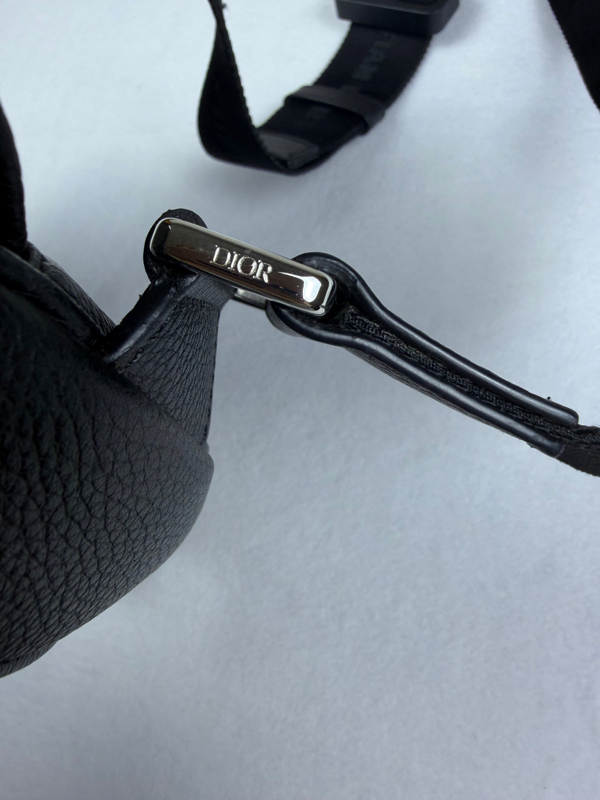 Christian Dior Black Grained Calfskin Saddle Crossbody Bum Bag