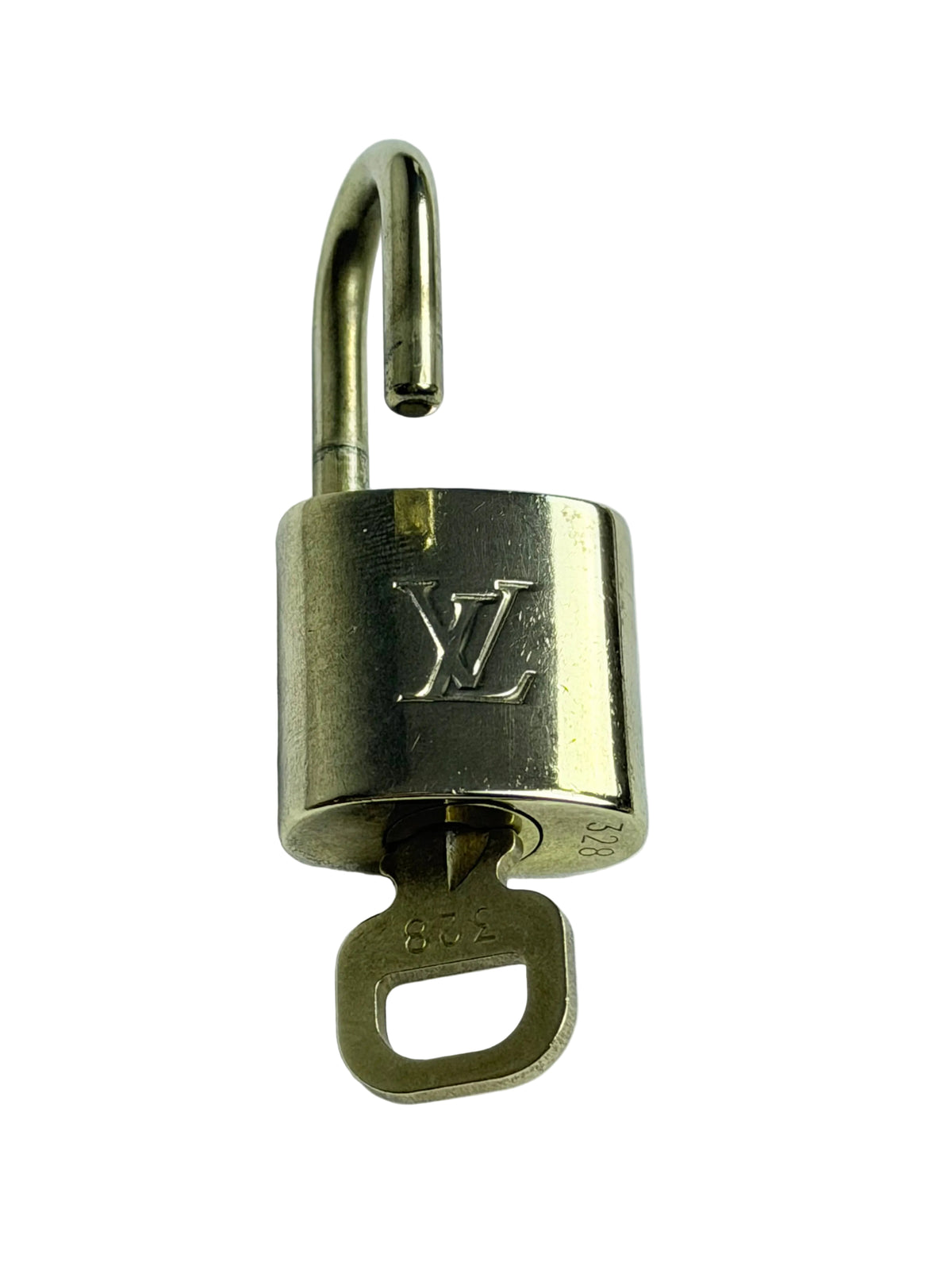 Louis Vuitton Gold Brass Lock Padlock & Key #328 Bag Charm Accessory