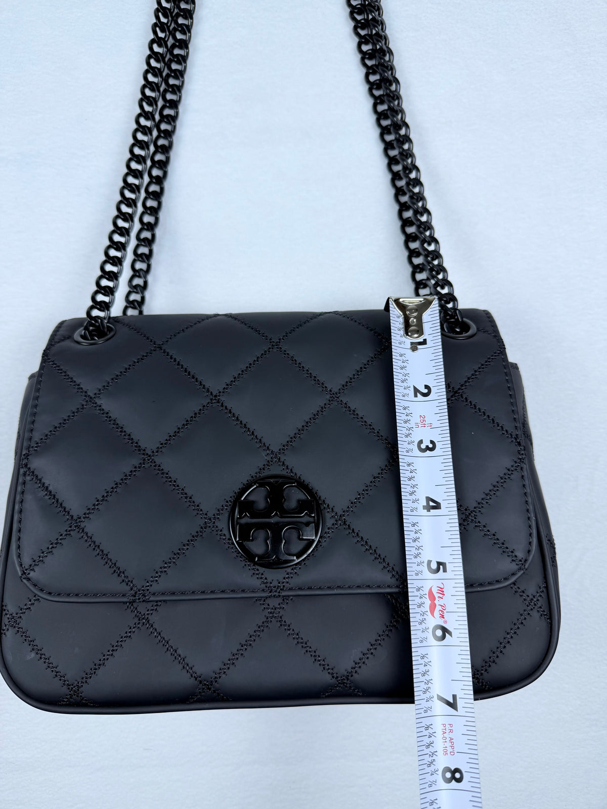 Tory Burch Black Quilted Leather Convertible Chain Shoulder Bag Crossbody Purse
