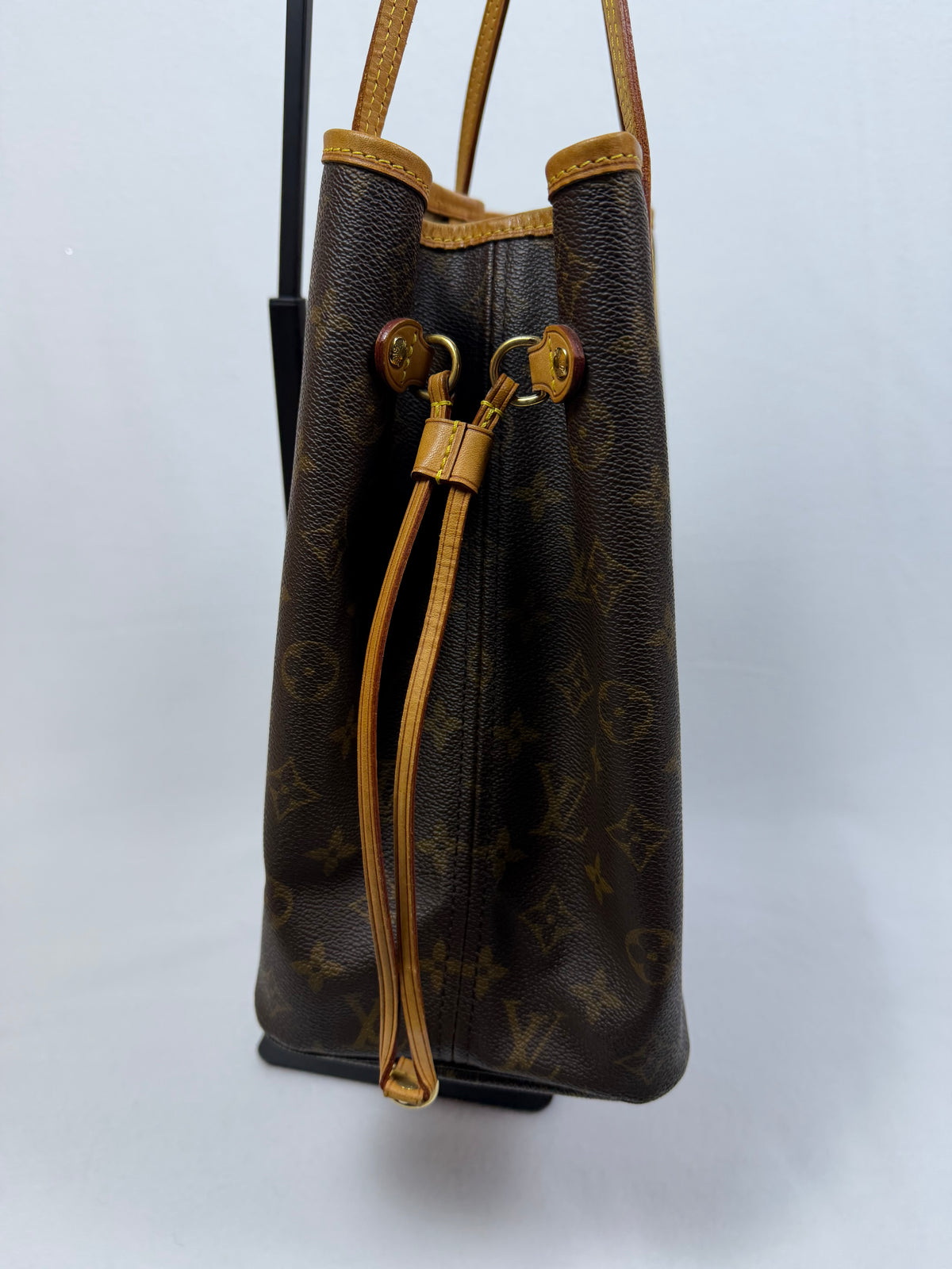 Louis Vuitton Monogram Neverfull MM Tote Bag Brown Vachetta Leather Authentic