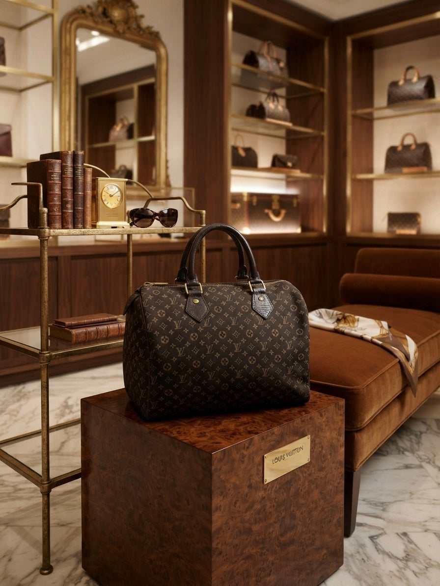 Louis Vuitton Monogram Mini Lin Speedy 30 Handbag – Ebene (Brown)