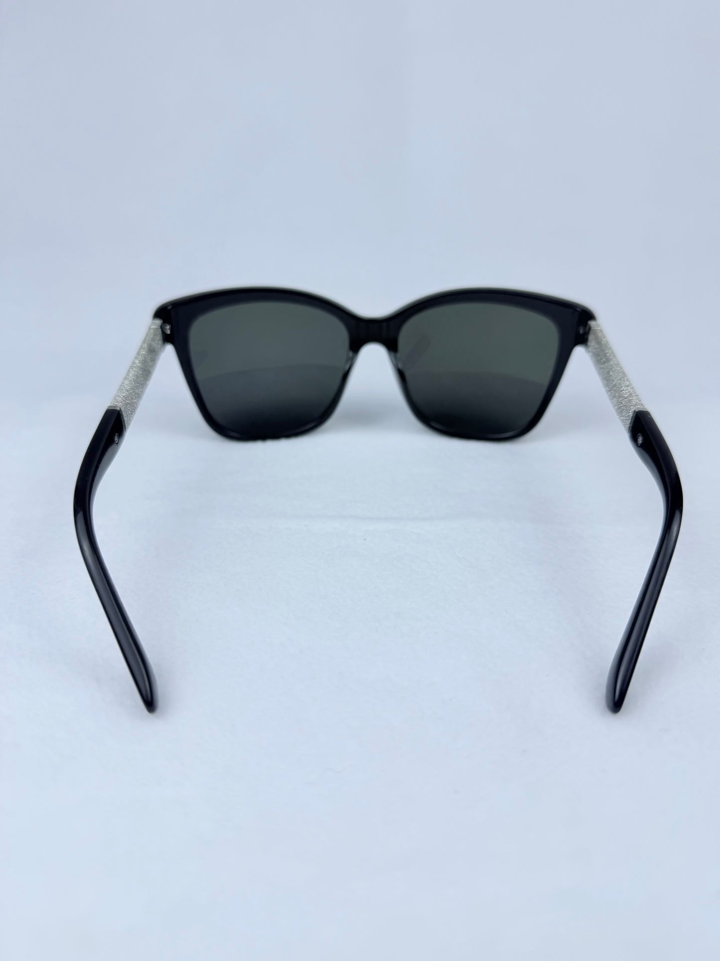 Jimmy Choo Cora/S Black Glitter Temple Sunglasses with Case