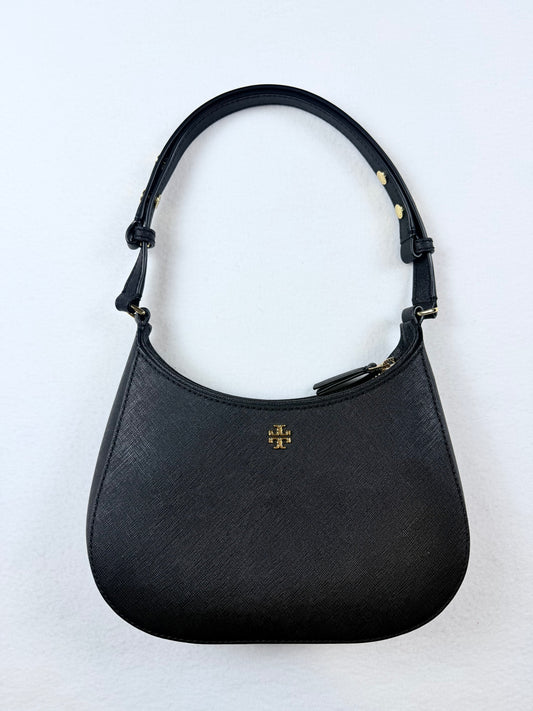 Tory Burch Black Emerson Zip Shoulder Bag Gold Hardware
