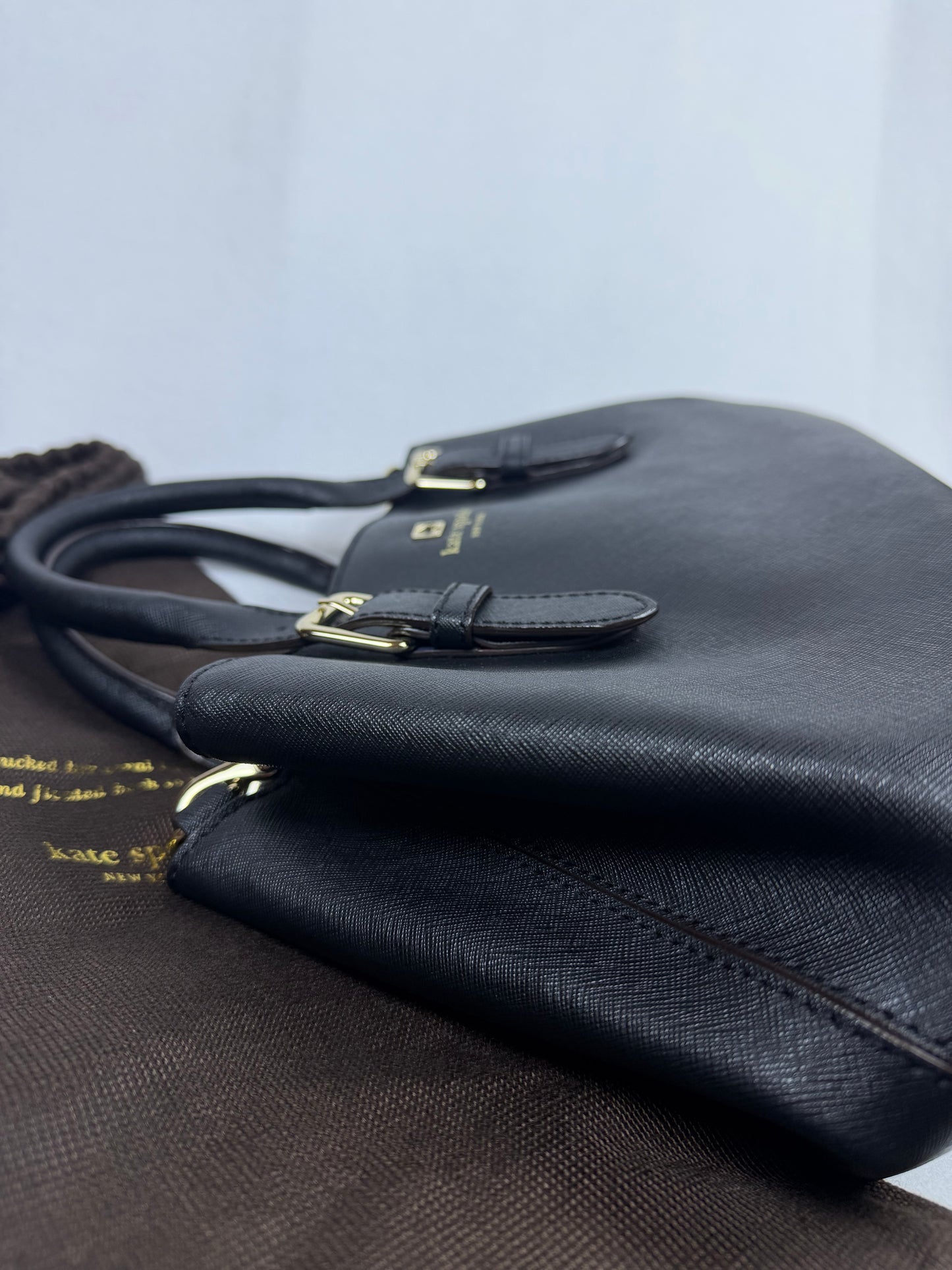 Kate Spade New York Black Saffiano Leather Structured Satchel Crossbody Bag