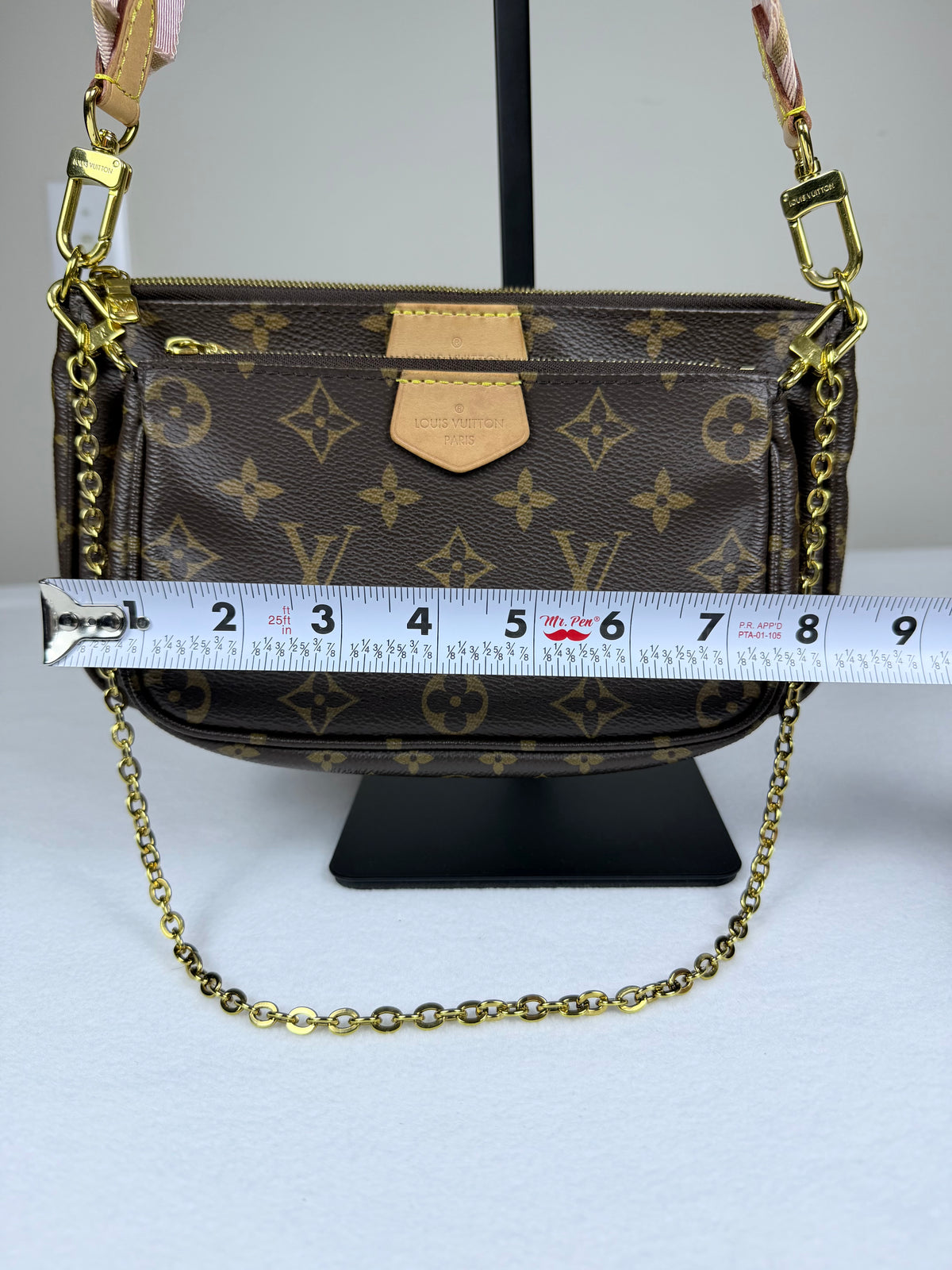 Louis Vuitton Monogram Multi Pochette Accessoires Crossbody Bag - Pink Jacquard Strap & Gold Hardware Set