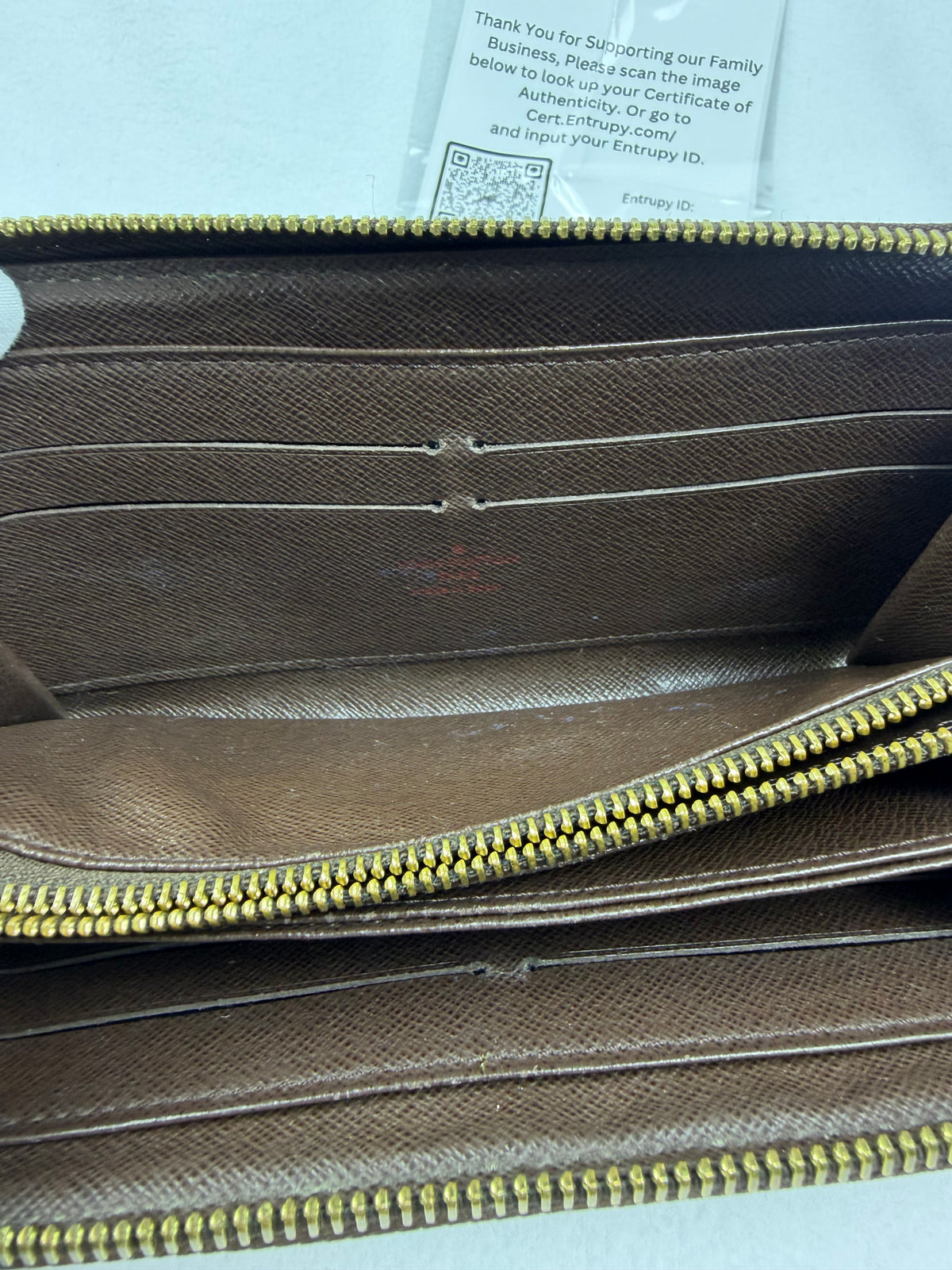 Louis Vuitton Damier Ebene Zippy Leather Wallet