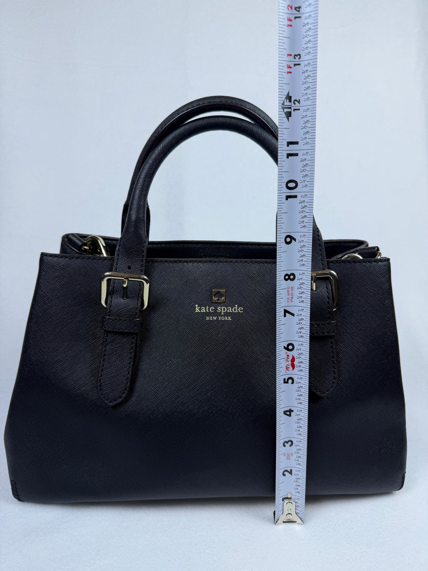 Kate Spade New York Black Saffiano Leather Structured Satchel Crossbody Bag