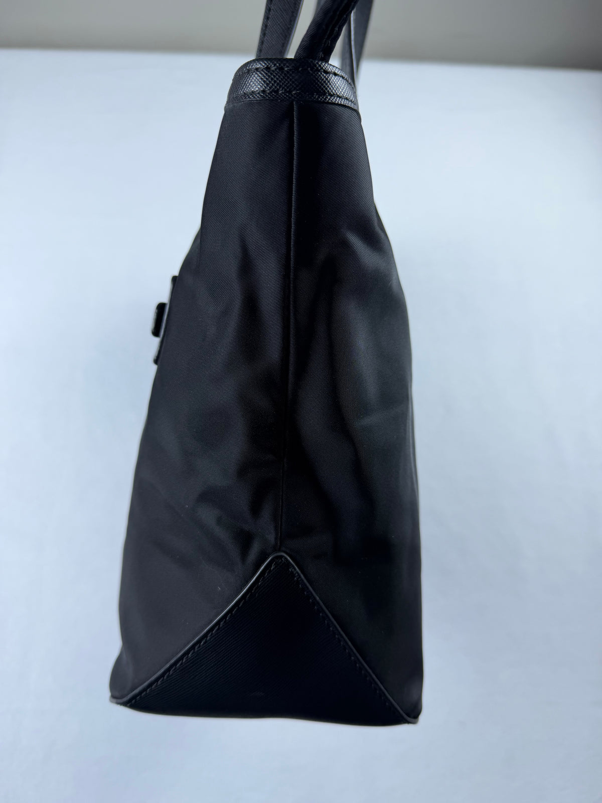 Michael Kors Black Nylon Saffiano Leather Tote Bag Handbag Purse Silver Hardware