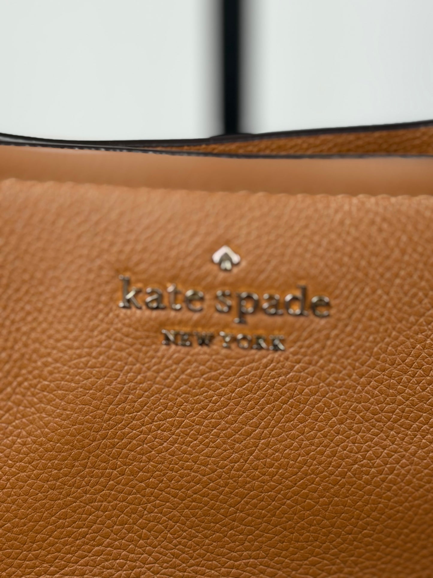 Kate Spade New York Brown Pebbled Leather Chain Strap Tote Bag with Long Strap