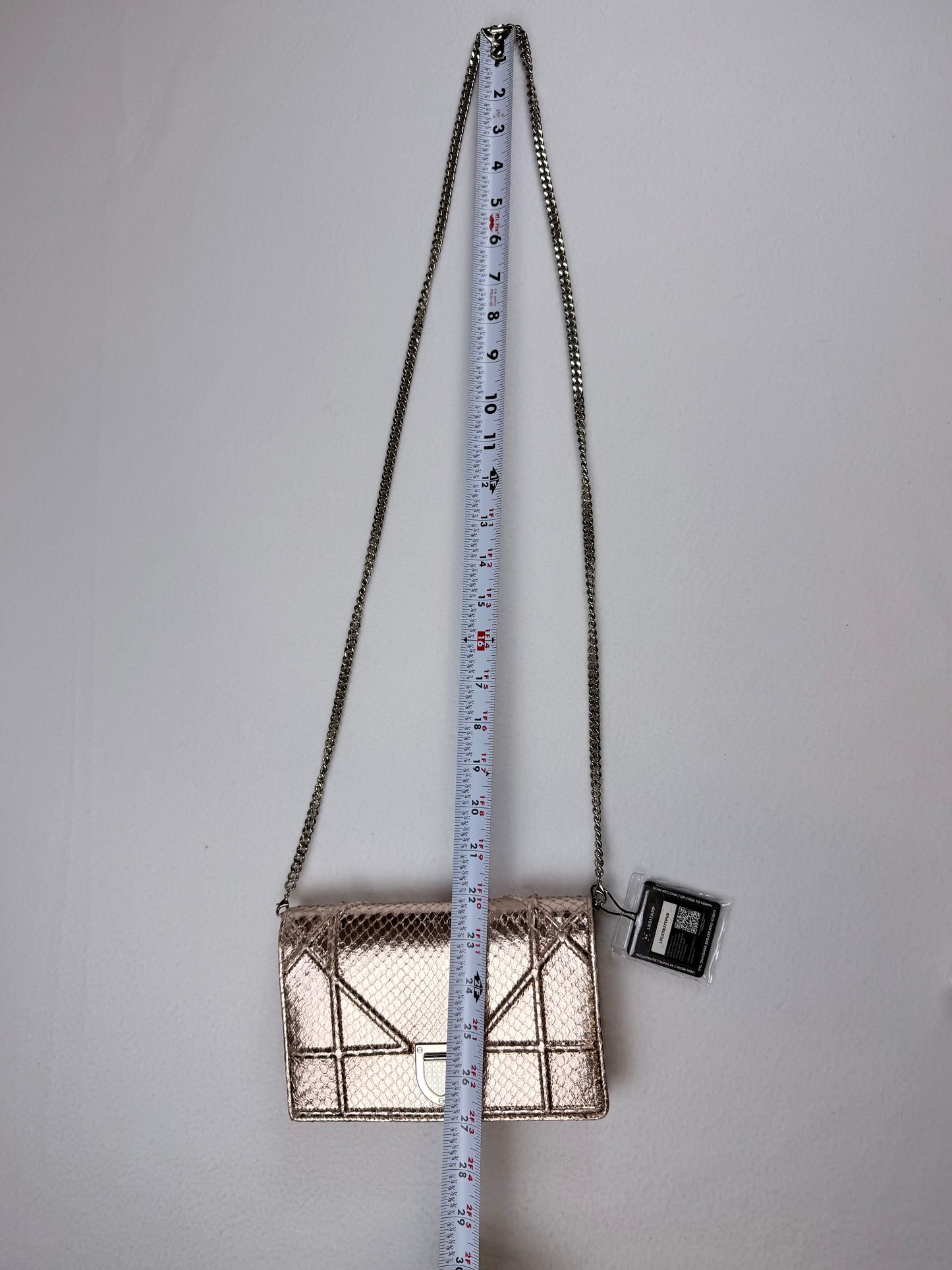 Christian Dior Rose Gold Python Diorama Promenade Pouch Chain Crossbody Bag RARE