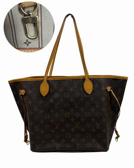 Louis Vuitton Monogram Neverfull MM Tote Bag Brown Vachetta Leather Authentic