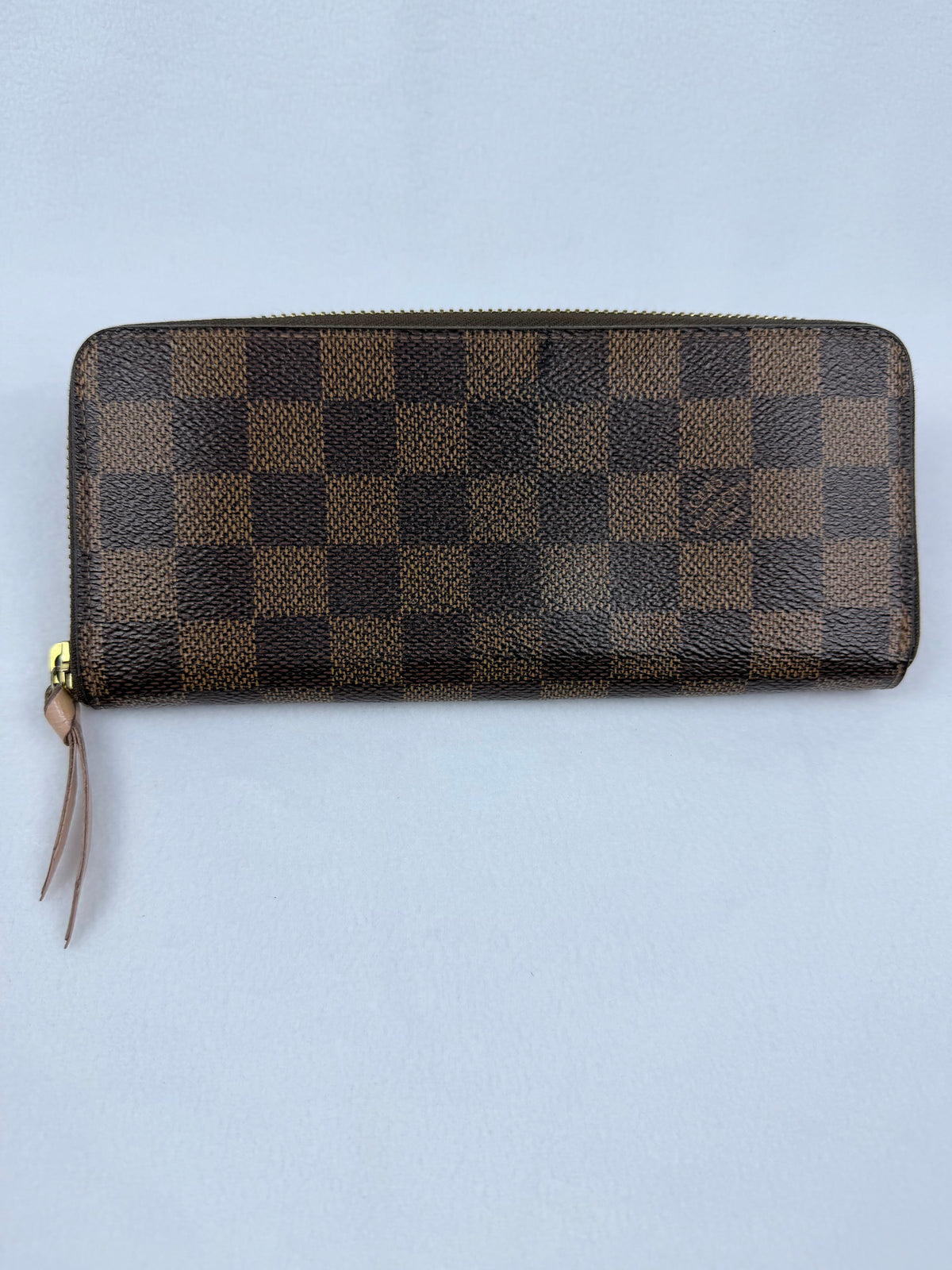 LOUIS VUITTON Clemence Wallet Damier Ebène Zip-Around Ballerine Pink Interior