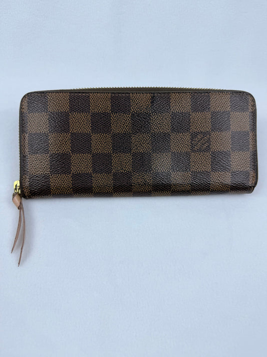 LOUIS VUITTON Clemence Wallet Damier Ebène Zip-Around Ballerine Pink Interior