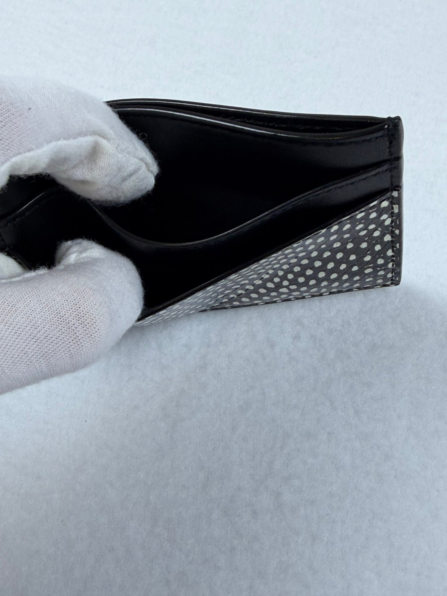 Saint Laurent YSL Monogram Black & White Printed Leather Card Case Wallet