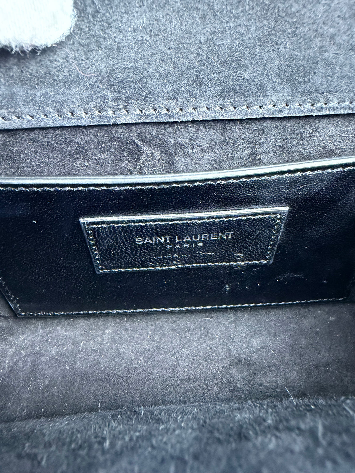 Saint Laurent YSL Kate Small Tassel Chain Shoulder Bag Croc-Embossed Black Leather Silver Hardware