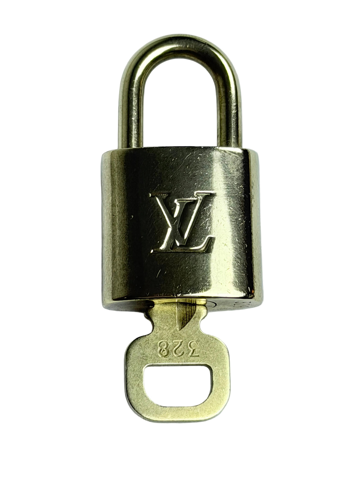 Louis Vuitton Gold Brass Lock Padlock & Key #328 Bag Charm Accessory