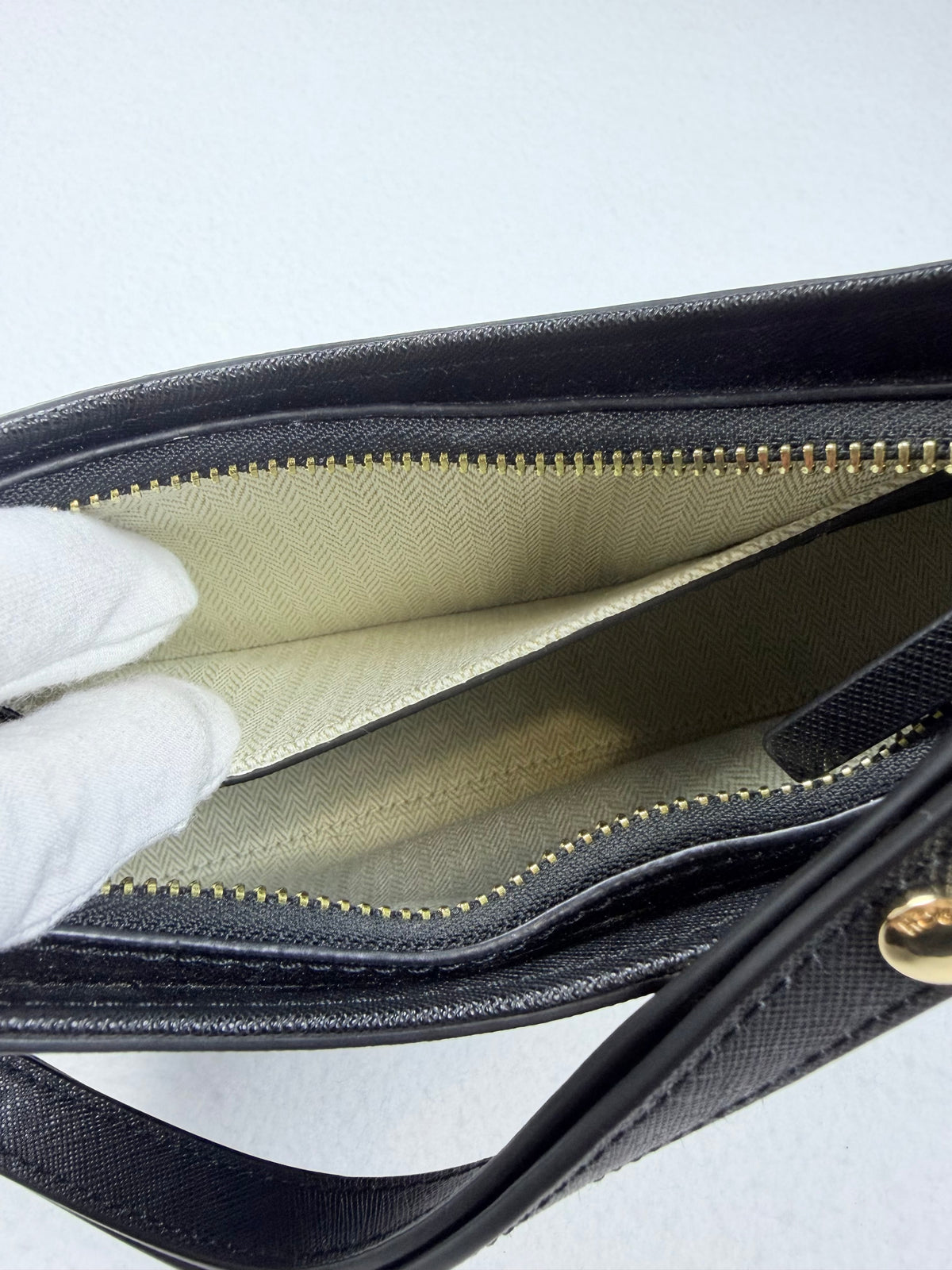 Tory Burch Black Emerson Zip Shoulder Bag Gold Hardware