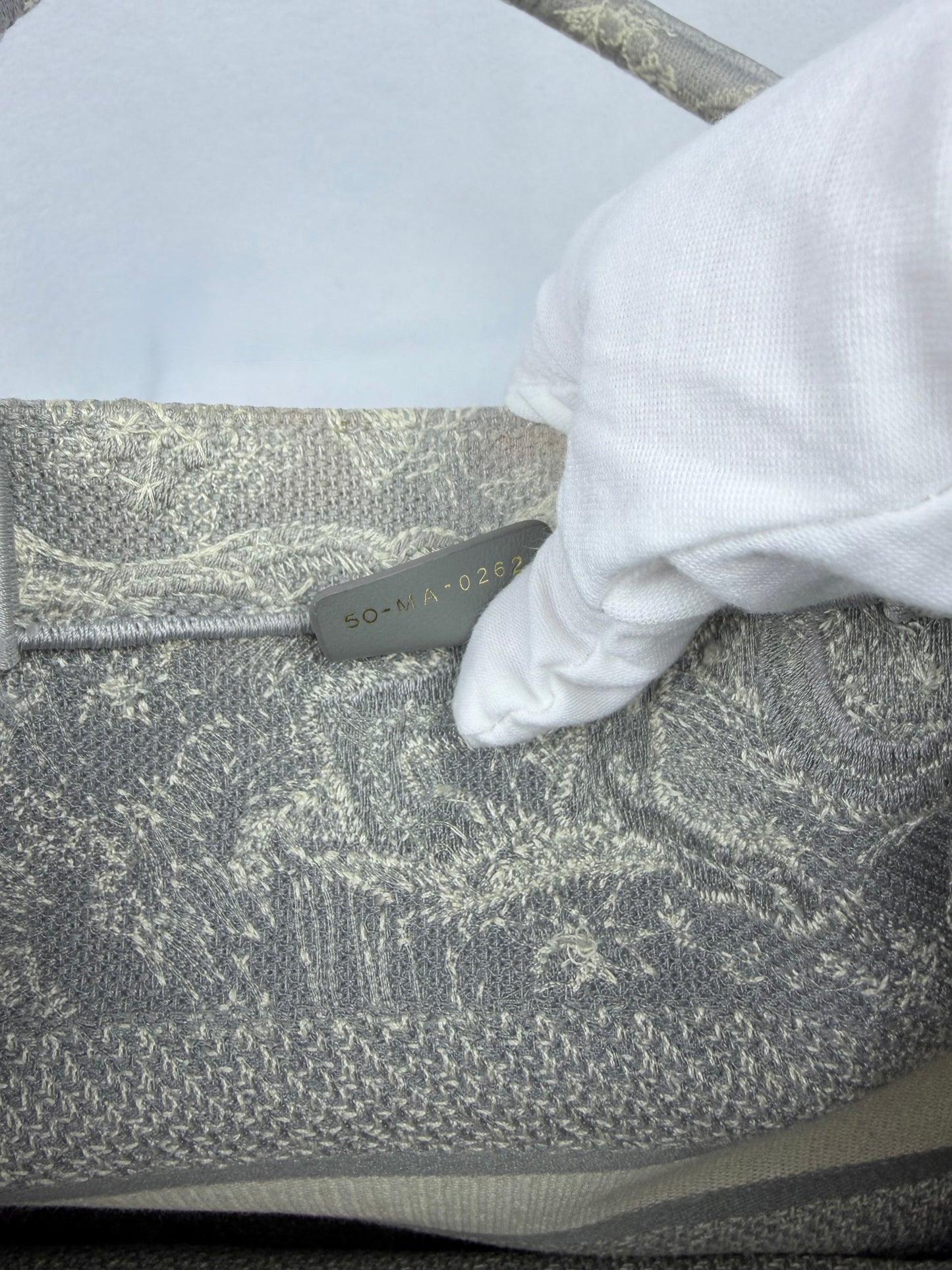 SOLD - Christian Dior Medium Grey Mizza Embroidered Toile de Jouy Book Tote Bag