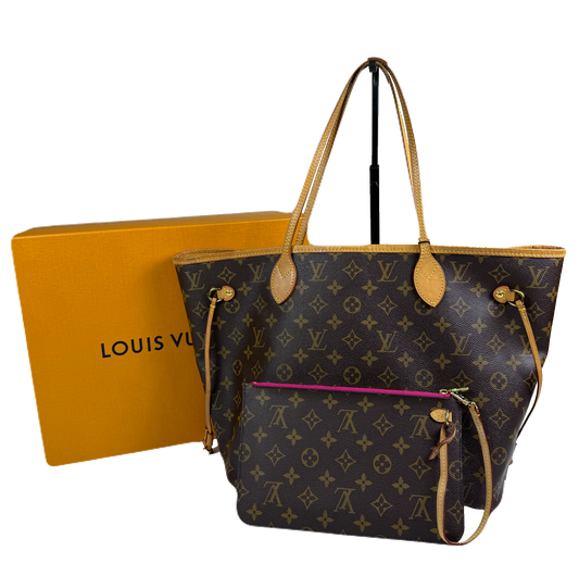 Louis Vuitton Monogram Neverfull MM Tote Bag Pivoine Pink Interior with Pouch & Box Microchipped